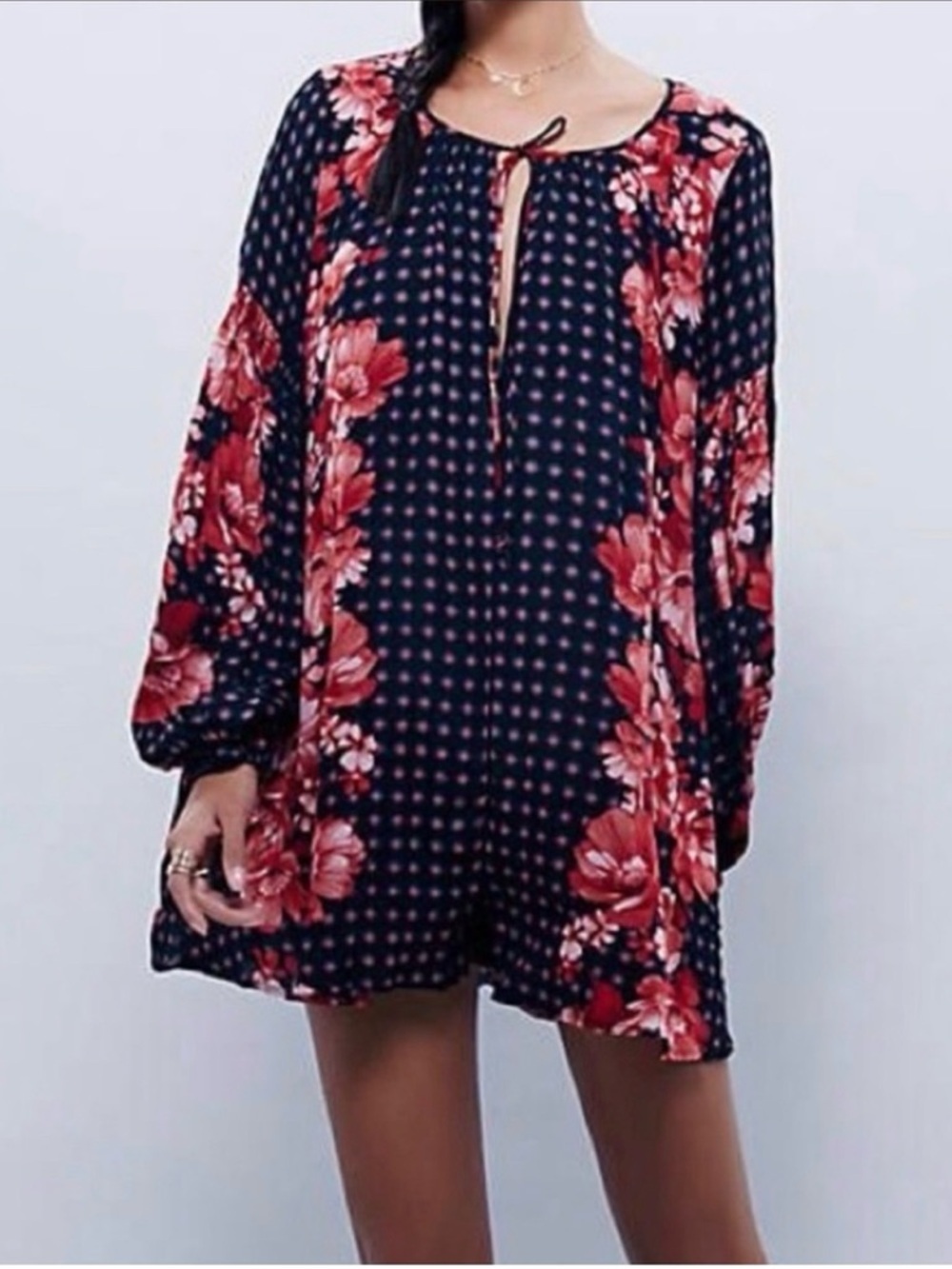 Free People Sunset Boulevard Floral Peasant Romper Size Small